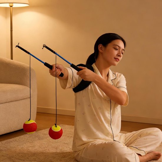 Schouder Swing Bal - Arm Trainer - Spierontspanning - Tangle-Free Dubbele Stangen - 371 Centimeter - Blauw — afbeelding 5
