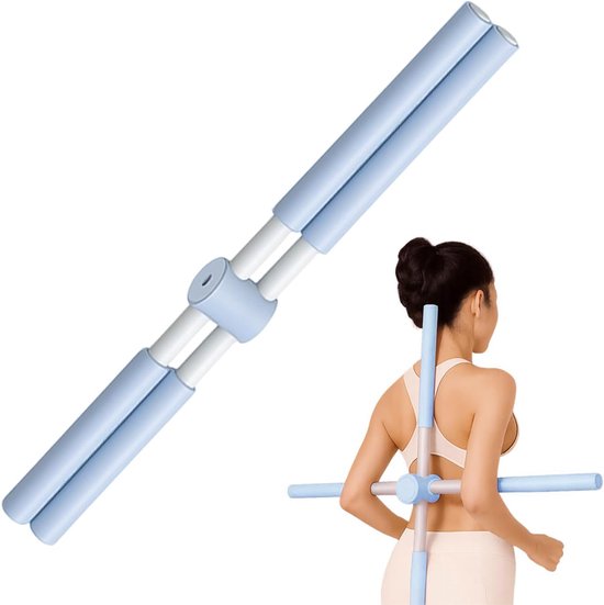 Yogastick Houdingscorrector - Rekstok Pilates - Houding Verbeteren - Antislip Ontwerp - 80 cm - Blauw — afbeelding 5