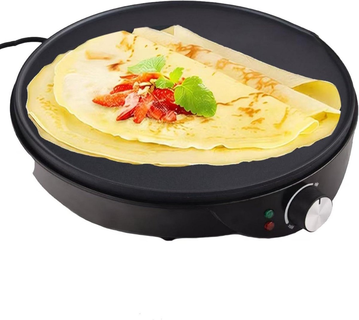 Elektrische CrêPemaker - Pannenkoekenmaker Tortillapers - Snelle Maaltijden - Antiaanbaklaag - 30 Cm Bakplaat - Zwart