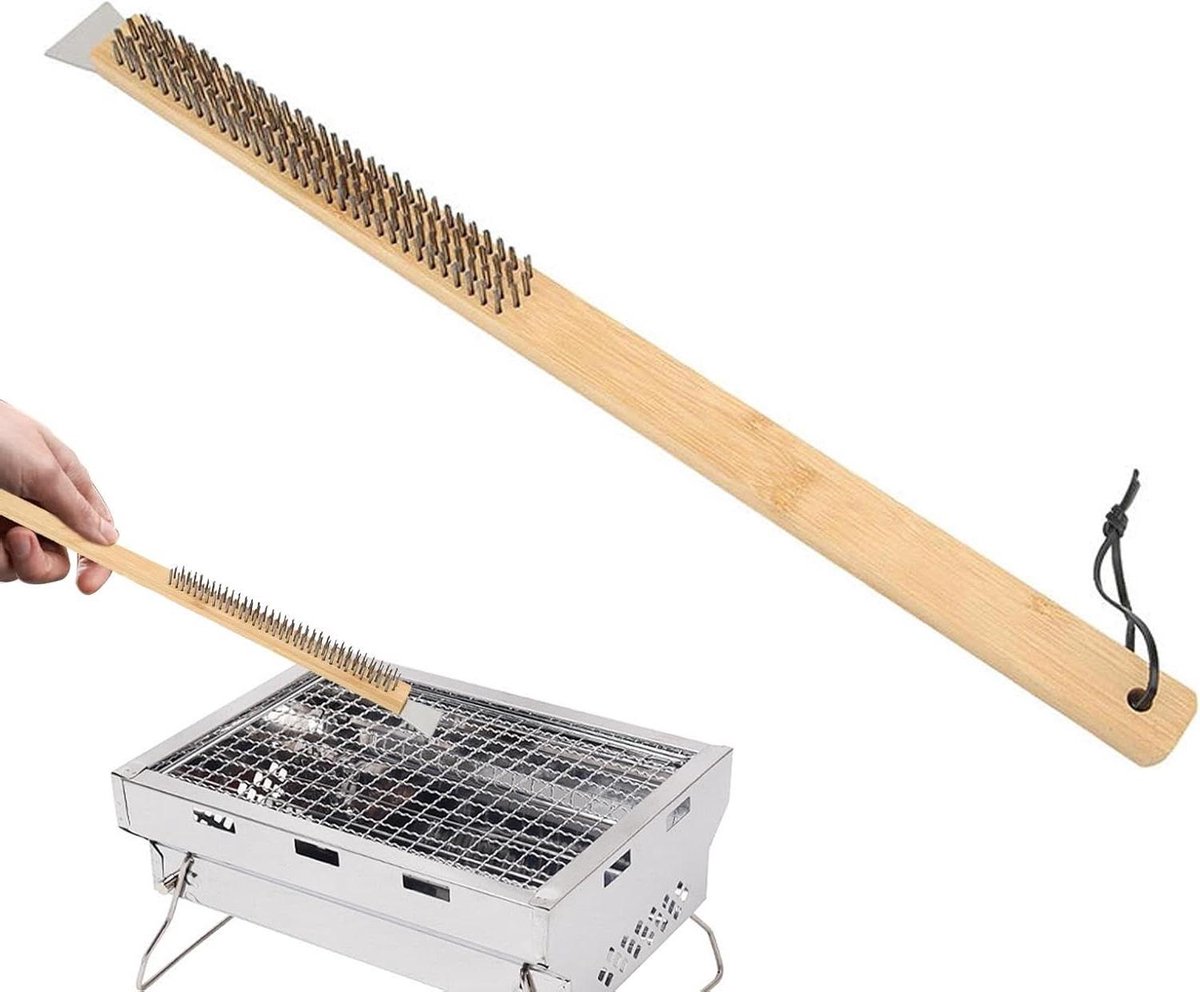 Ovenborstel - Pizzasteen reiniger - Oven schoonmaken - Hittebestendig schraper - 57.5 cm - Geel
