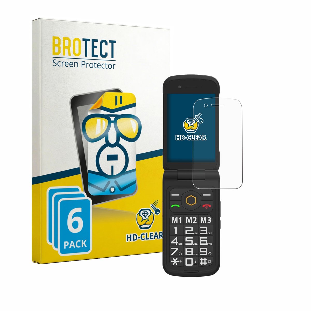 BROTECT - Screenprotector voor AGM M8 FLIP - Folie Beschermfolie transparant 6 Stuks