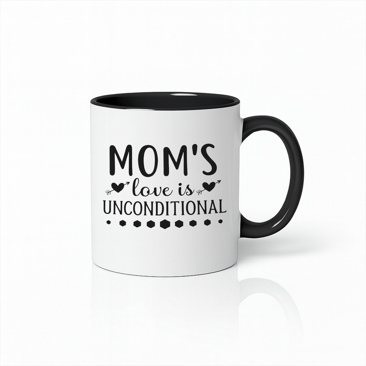 Mom's Love is Unconditional Keramische Mok - Emotioneel Moederdag Cadeau - Zwart/Wit