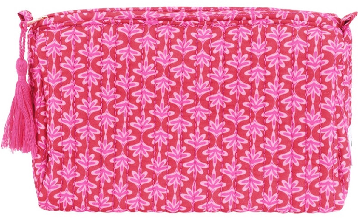 Bloemen make-up tas medium - Roze - Vrouwen toilettas - Travel essentials - Reizen - Goudlief.nl