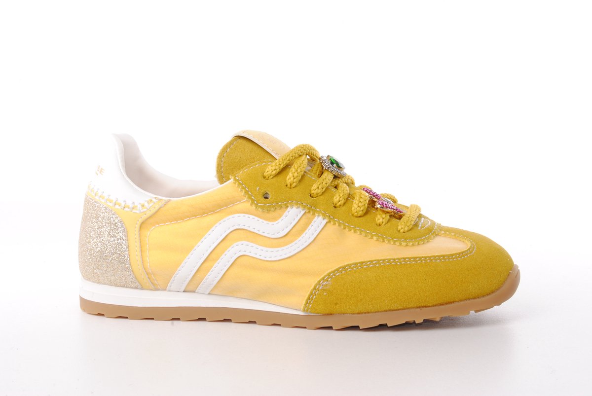 Primabase dames sneaker Lipton suède en nylon geel
