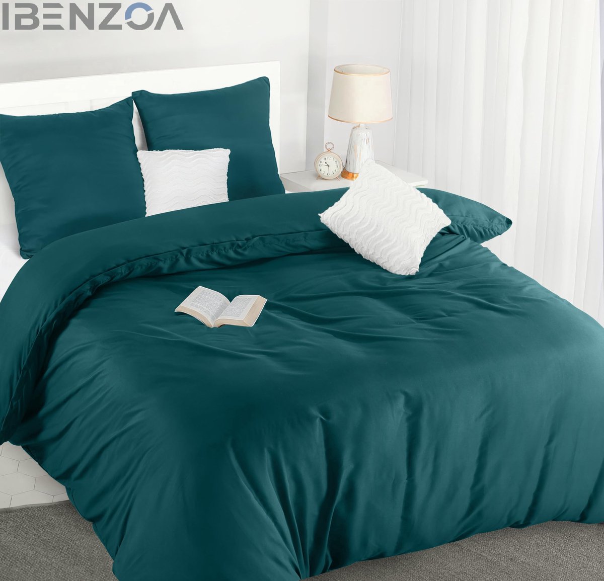 Ibenzoa Dekbedovertrekset - Microvezel - Blauwgroen