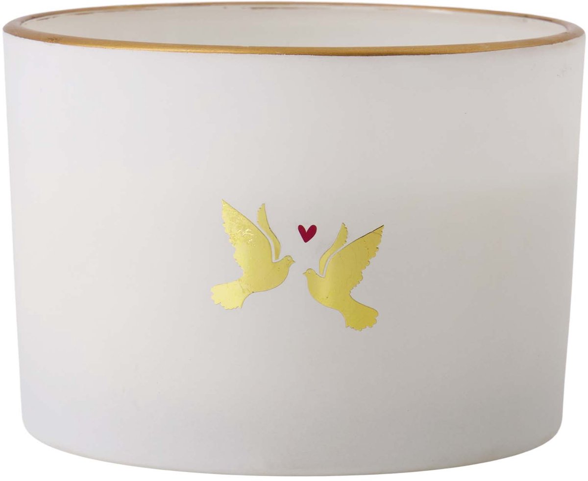 Zusss Geurkaars Glas Lovebirds - White / Gold - Ø11,5X8cm