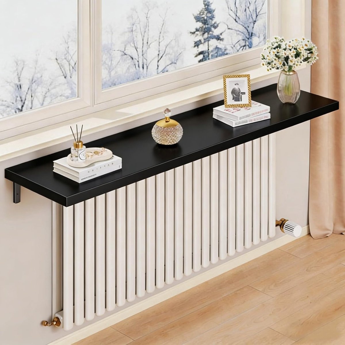 Radiator Plank - Opslag Decoratie - Ruimte Benutten - Stofdicht Warmte - 60x30cm - Zwart
