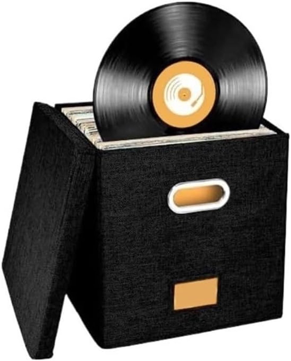 Vinylplaten Opbergdoos - Cd Linnen Box - Platen Organiseren - Vierkante Vorm - 33x33x33 cm - Zwart