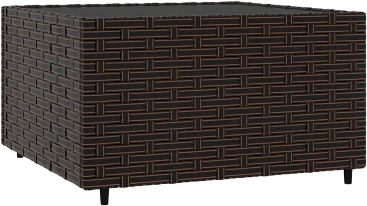 Koffietafel Vierkant - Tuinmeubel Buiten - Ontspannen Buiten - Robuust Poly Rattan - 50x50x30cm - Bruin
