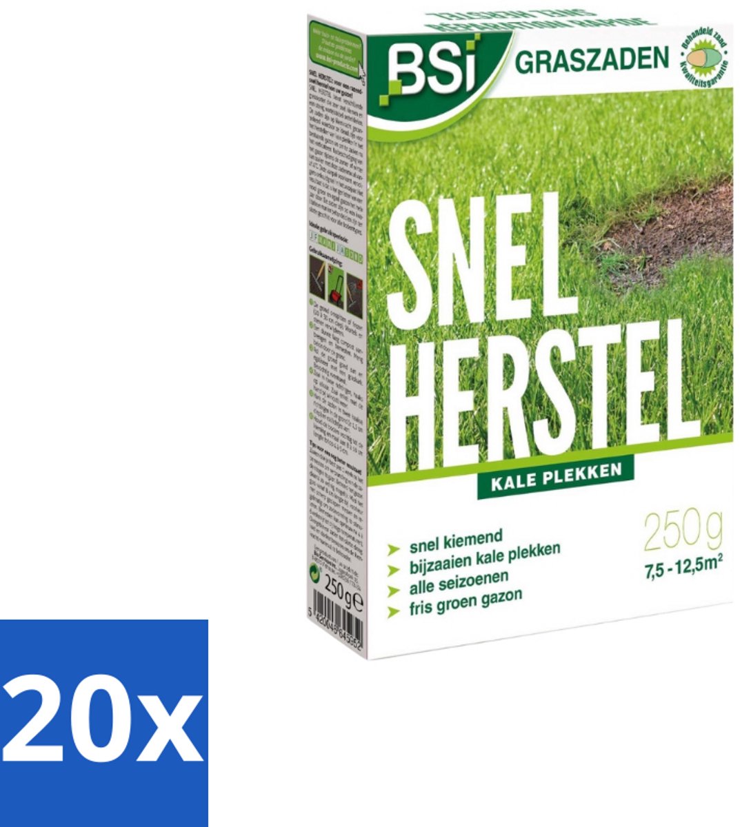 BSI – Graszaad – Snel Herstel – Dicht & Sterk Gazon – 250 g - Bulkverpakking - 20 stuks