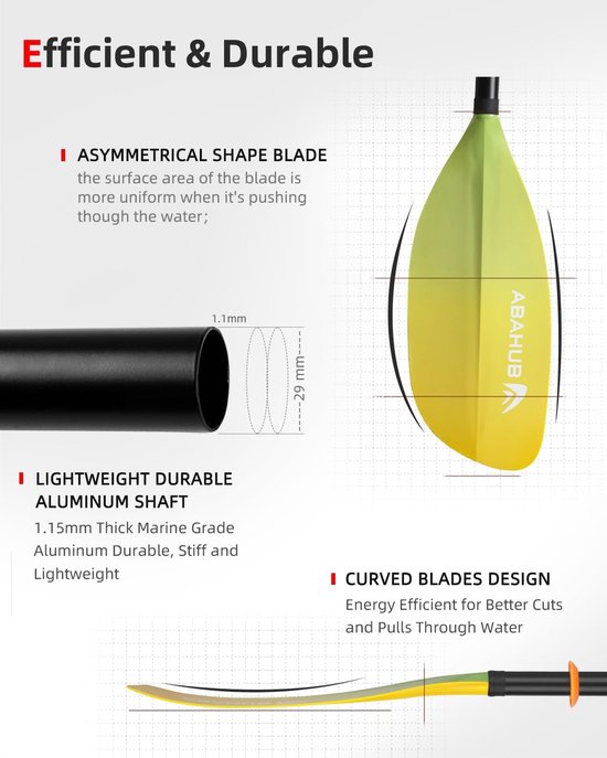 Kayak Paddle - Dubbele Peddel - Watersport - Verstelbaar 210-230cm - 3 Delen - Meerdere Kleuren — afbeelding 2