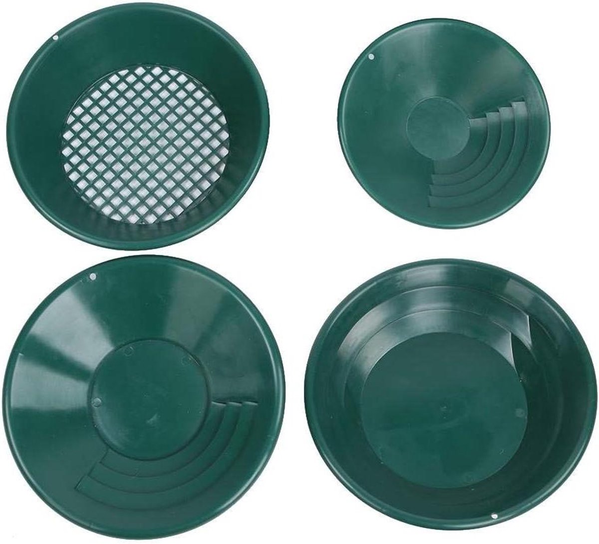 Goud Panning Kit - Goudwas Set - Goud Zoeken - Vier Delige Set - 38 cm Diameter - Groen