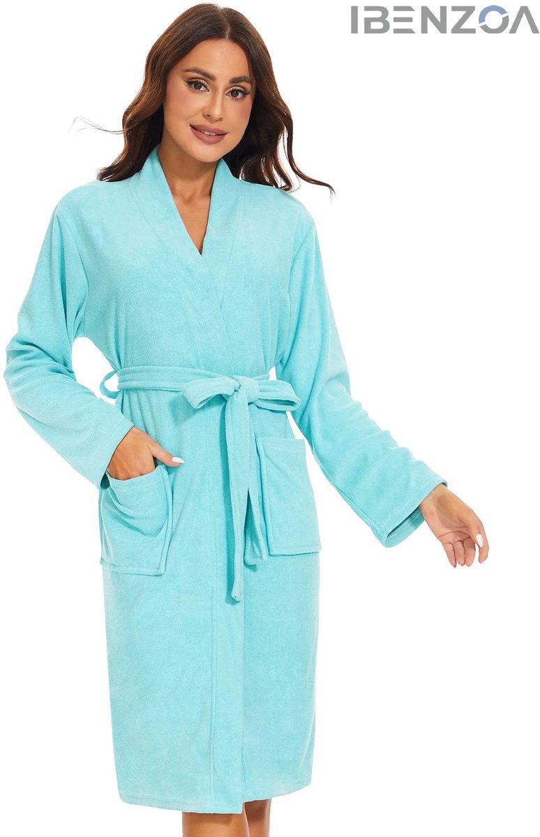 Ibenzoa Badjas - Kimono-stijl - Knielang - Frottee Rood