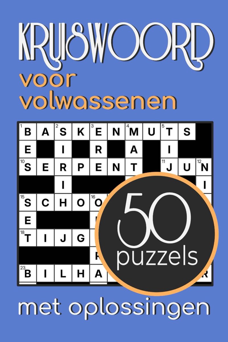 Kruiswoordpuzzels Volwassenen - Woordspel Boek - Brein Training - 50 Uitdagende Puzzels - 15x23 cm