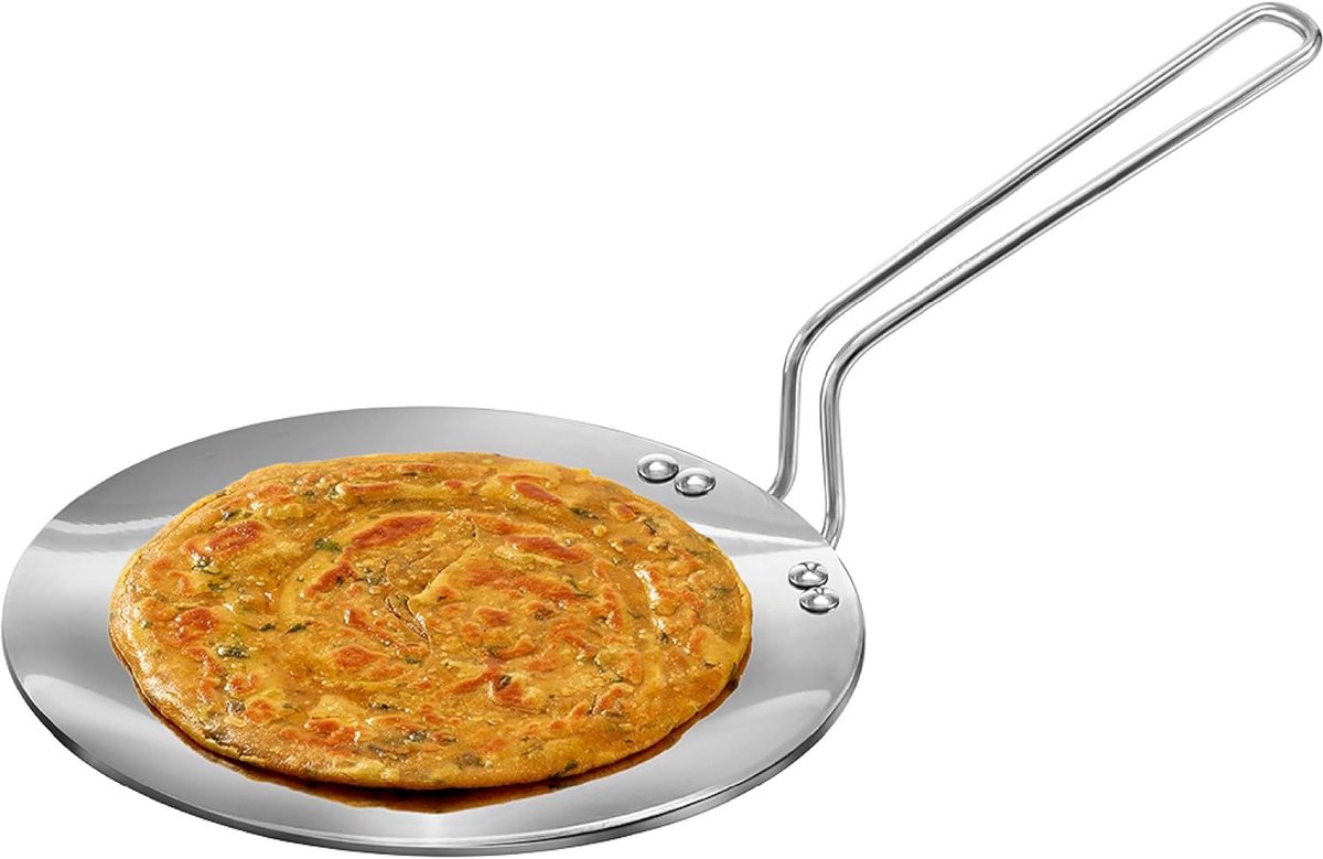 Koekenpan - Plat Koekenblik - Allround Bakken - Drielaags Staal - 22cm Diameter - Zilver
