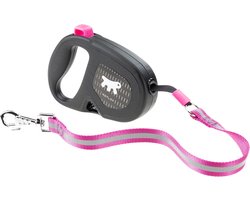Ferplast Extendable Reflective Dog Leash FLIPPY ONE REFLEX, Dog Leash for Large Dogs up to 50 kg, Extendable Leash Max 5 m. Single Lock and Release Button, Purple