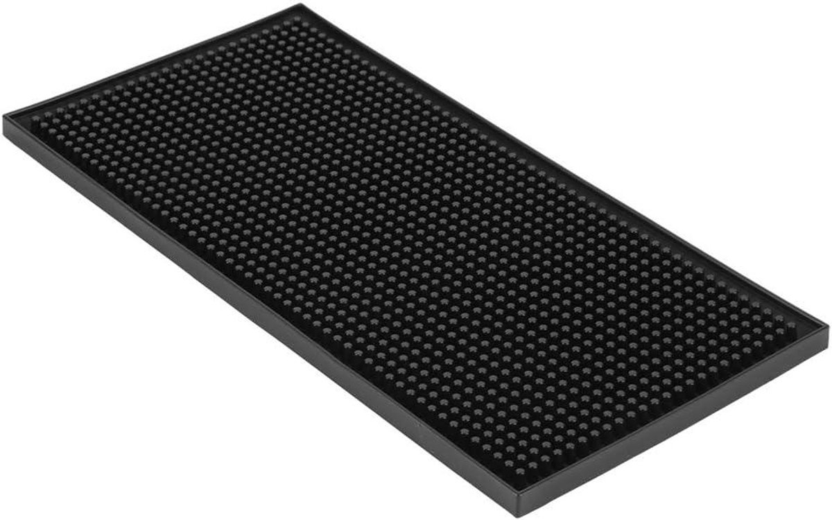 Rubberen Barmat - PVC Onderlegger - Bar Service - Waterdicht Ontwerp - 30.5 x 15 cm - Zwart