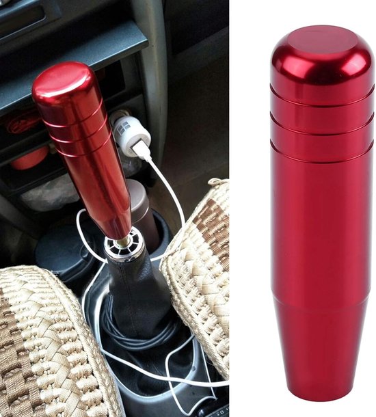 Schakelpookknop Auto - Versnellingspook Handvat - Auto Interieur Upgraden - Aluminium Legering Materiaal - 13 cm - Rood — afbeelding 3