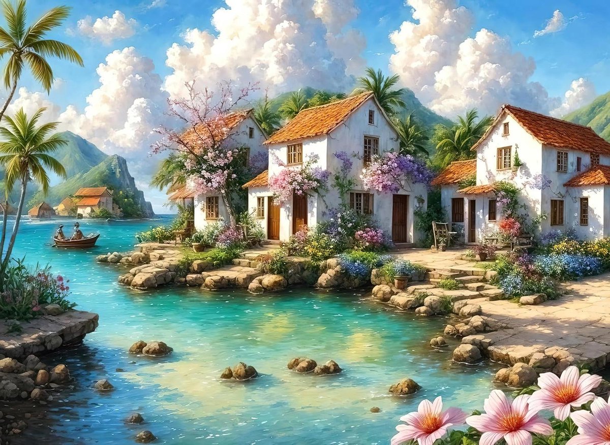 Legpuzzel Caribisch - 1000 Stukjes - Ontspanning Thuis - Gedetailleerd Landschap - 68 x 48 Cm - Groen