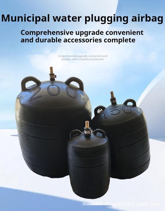 Slangstopper Opblaasbaar - Testbal Riool - Pijpleiding Testen - Robuust Natuurlijk Rubber - 50-200 mm - Zwart van Merkloos — afbeelding 3