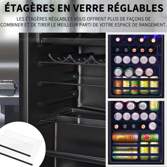 HAUSS SPOLE Mini Koelkast – 76 L Met Vriesvak En Ledverlichting – 71,6 x 40 x 43,5 cm – Rvs – Zwart – Voor Dranken En Wijn van hauss-spole — afbeelding 3