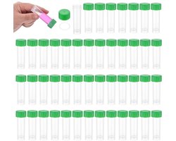 Kunststof Testbuisjes - Vriesbuisjes Vial Containers - Laboratorium Opslag - Met Schroefdop - 5 ml 48 Stuks - Groen Transparant