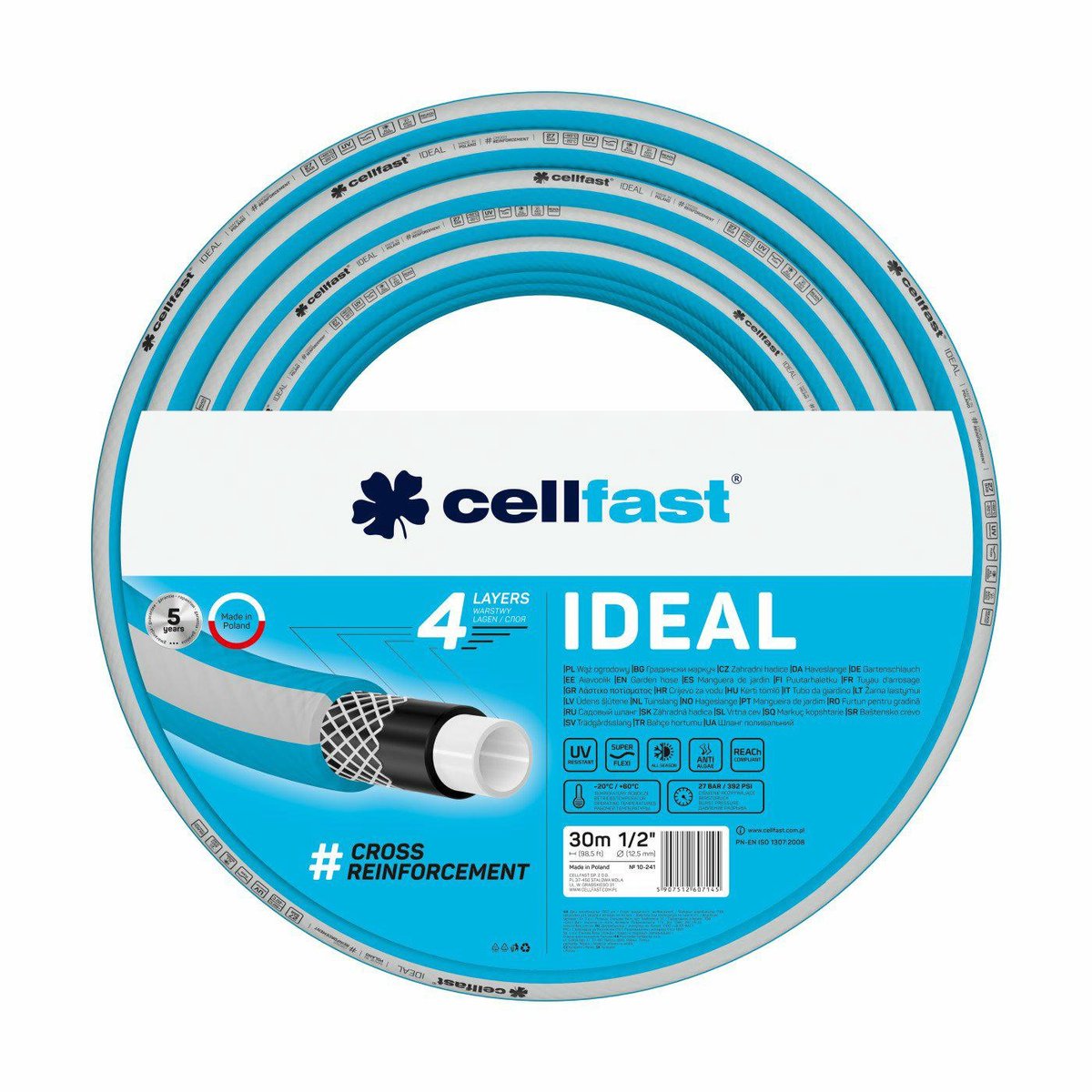 Cellfast IDEAL Serie - Tuinslang - 10m - 1 inch - Flexibel - UV-bestendig
