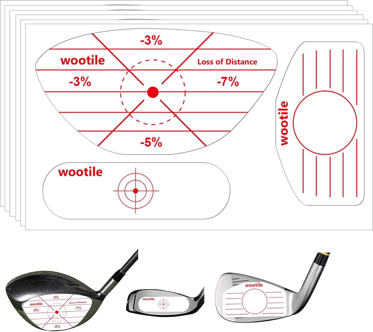 Golf Impact Stickers - Golfclub Etiketten - Swing Training - Herbruikbaar en Vervaagbestendig - Diverse Maten - Blauw