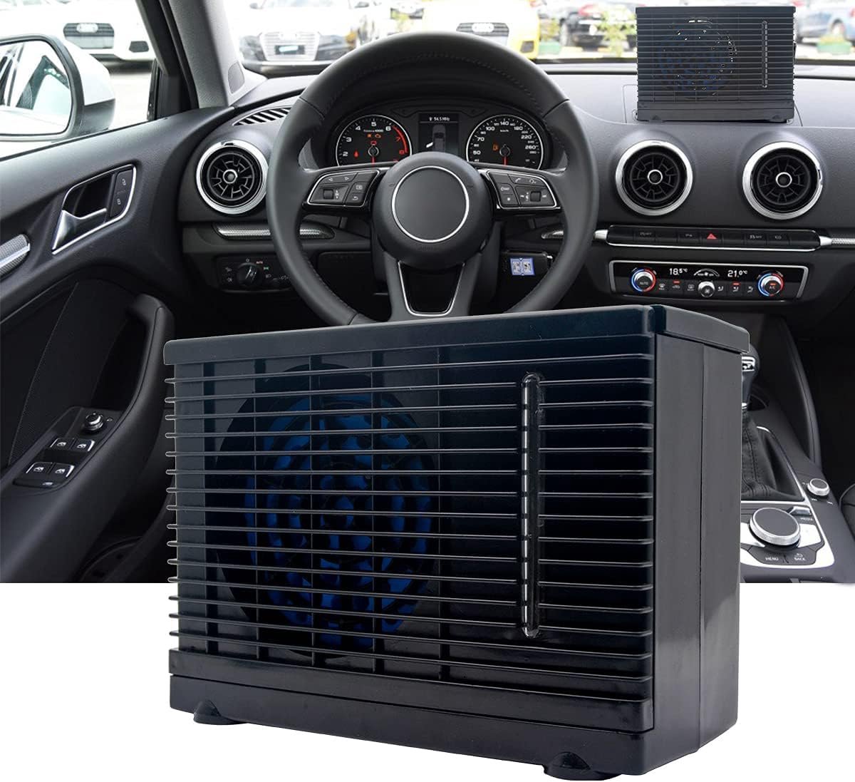 Draagbare Ventilator - Auto Koeler - Persoonlijke Verkoeling - Verdampingskoeling - 20x11x15 cm - Zwart