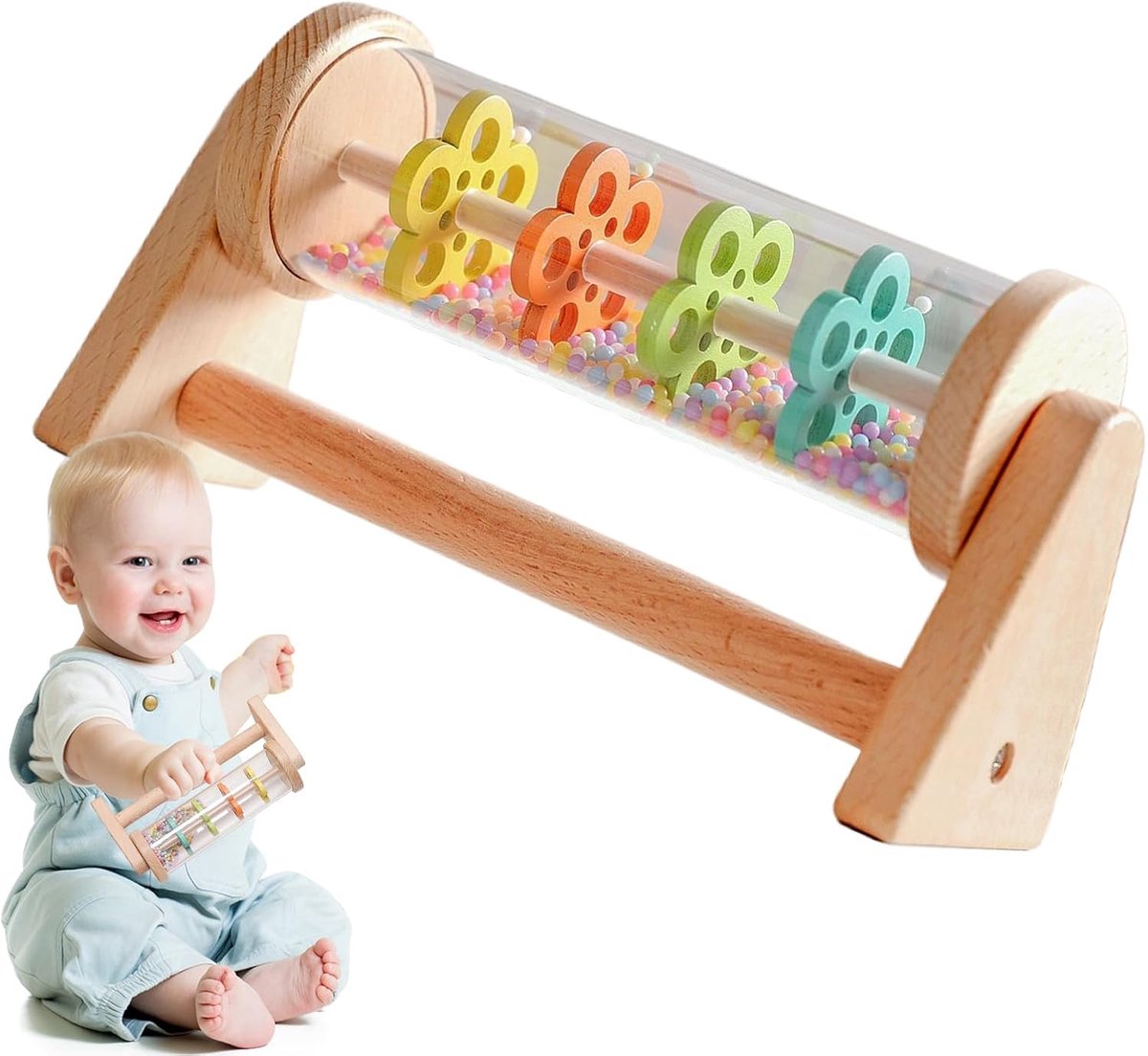 Babys Regenstok - Muzikaal Instrument - Sensorische Ontwikkeling - Natuurlijke Geluiden - 20 x 10 x 6 cm