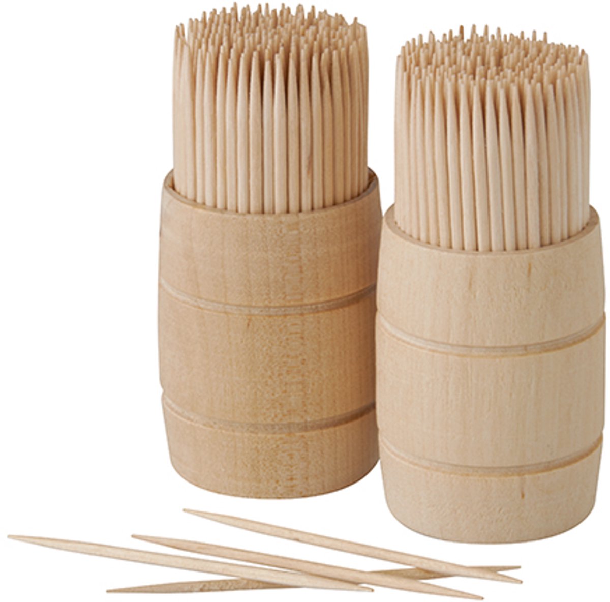 10x 400 Tandenstokers hout pure rond 68 cm in spenderbox van hout