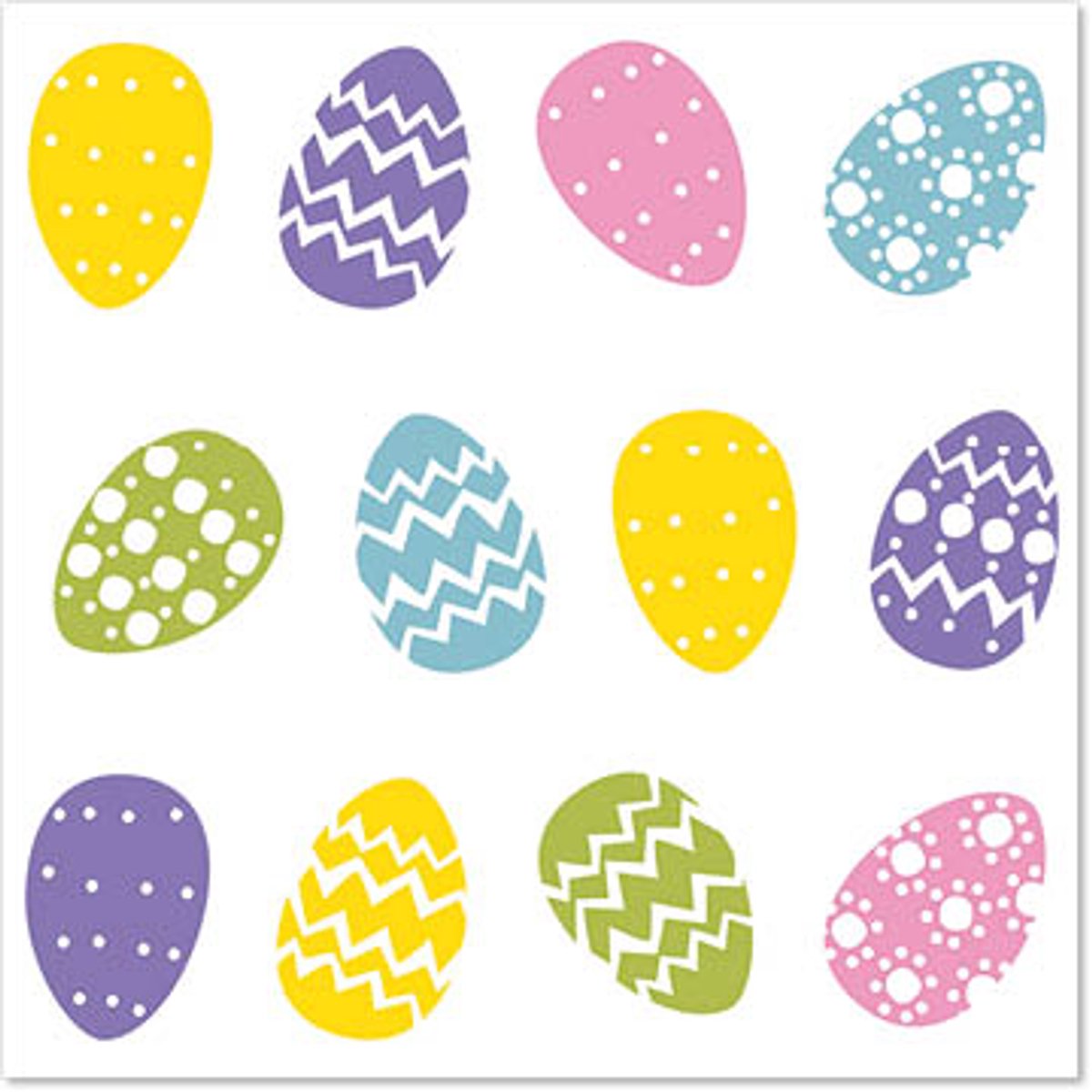 12x 50 Servetten 3-laags 1/4 vouw 25 cm x 25 cm Coloured Eggs