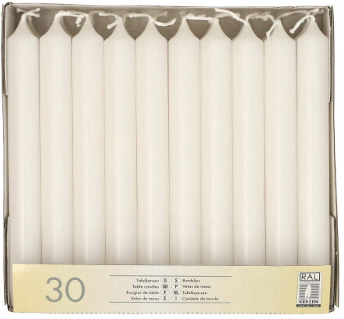 4x 30 Tafelkaarsen Ø 21 cm · 196 cm wit