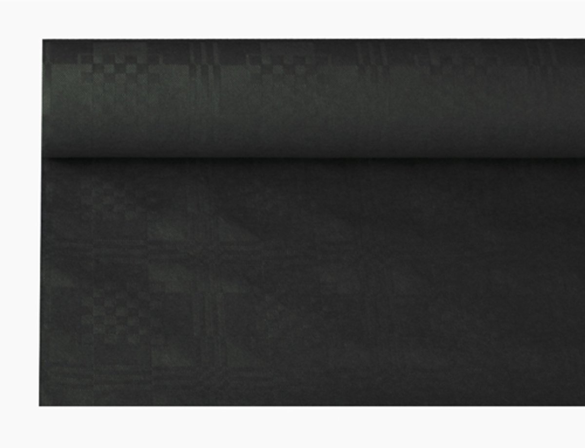 12x Tafelkleed papier met damastprint 8 m x 12 m zwart