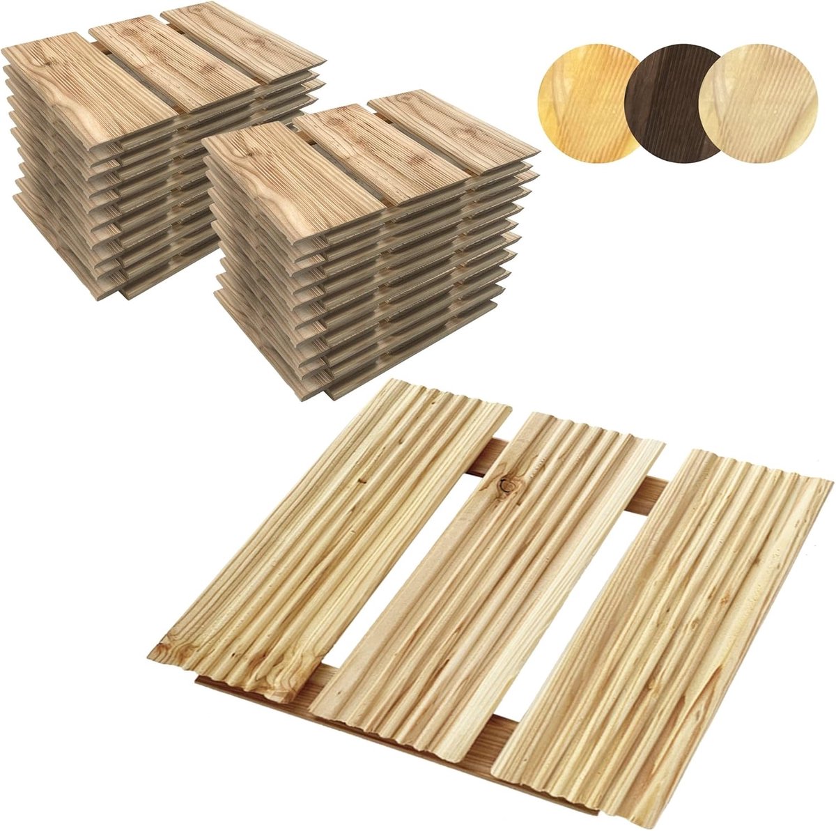 Houten Terrastegels - Tuintegels Balkonvloer - Terras Sauna Balkon - Gefreesd Oppervlak EU Product - 30x30 cm 2.5m2 - Onbehandeld