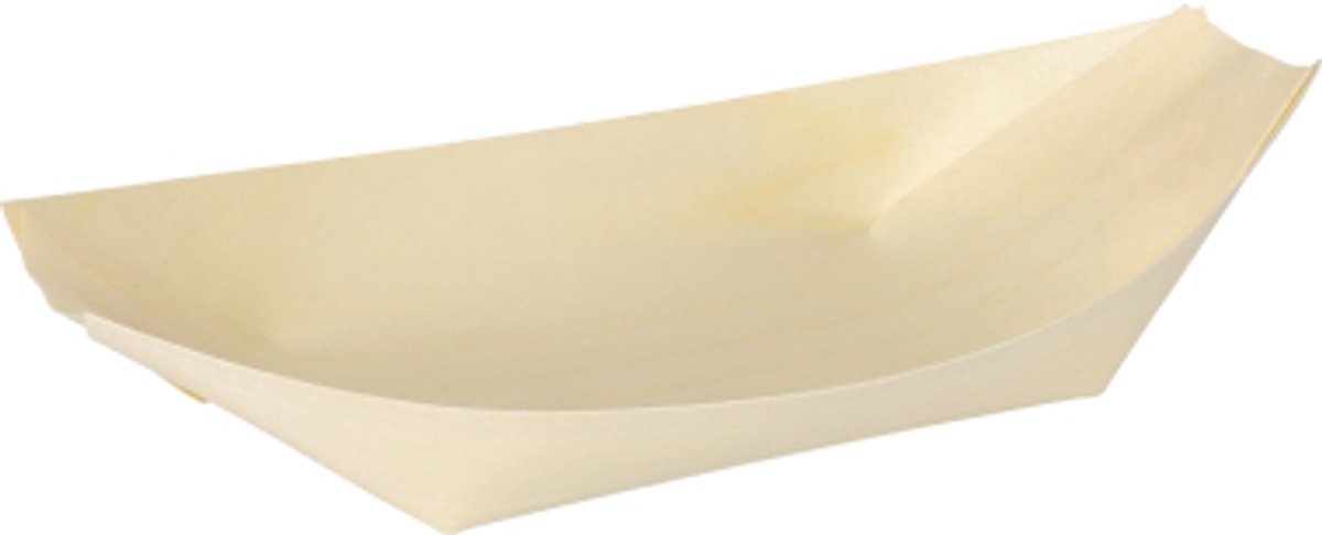 10x 50 Fingerfood - Schalen hout pure 19 cm x 10 cm Bootje