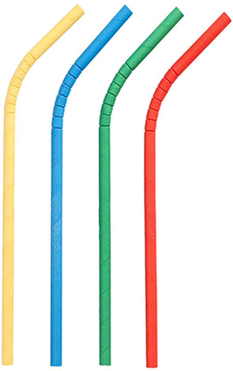 10x 100 Drinkrietjes Papier Ø 6 mm · 20 cm assorti kleuren flexibel