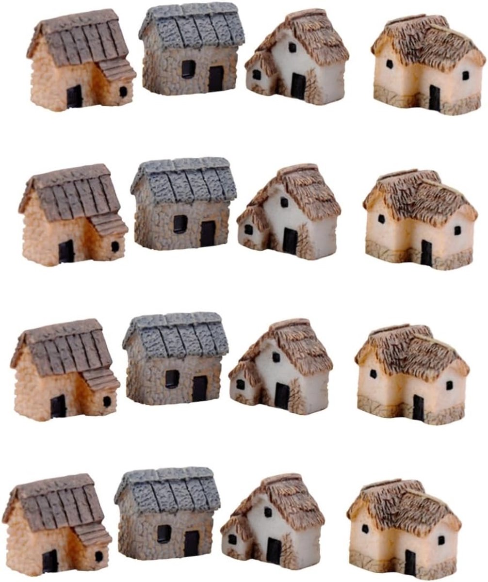 Miniatuur Huizen Set - Dorpse Accessoires - Sprookjes Tuin - Hars Bouwpakket - 16 Stuks - Niet Gespecificeerd