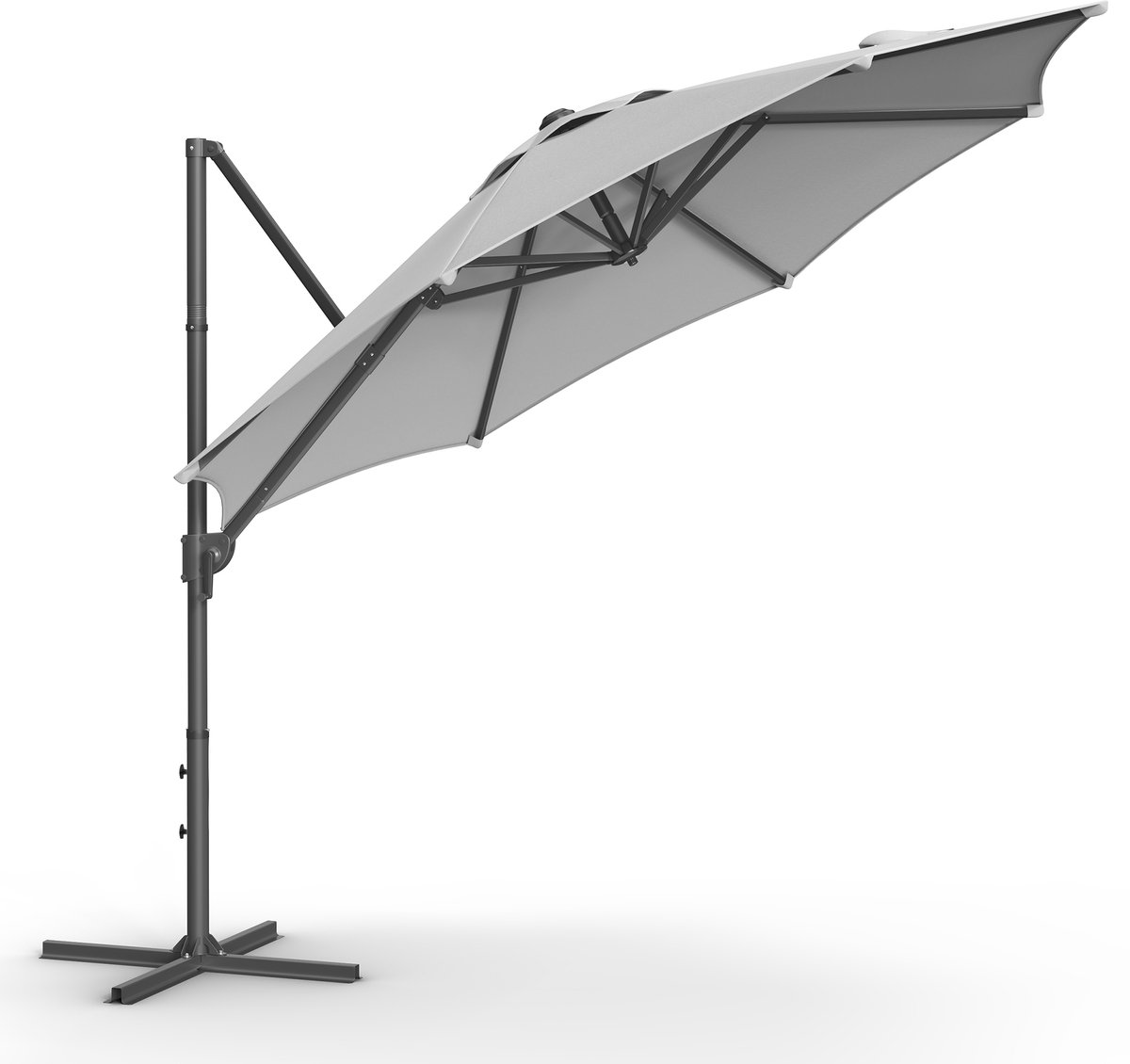 SONGMICS - Parasol - Zweefparasol - 360° Draaibaar - Traploos Verstelbare Hellingshoek - Met Zwengel