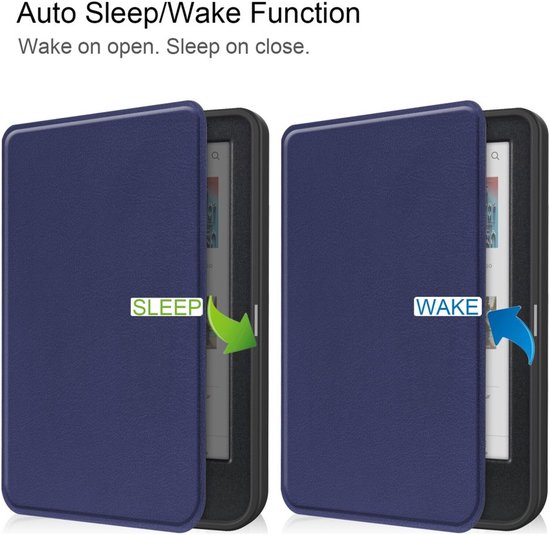 E-Reader Hoes Geschikt voor Kobo Clara Colour / Clara BW - Book Case met Sleep/Wake Functie - Kunstlederen Beschermhoes - Blauw van Merkloos — afbeelding 5
