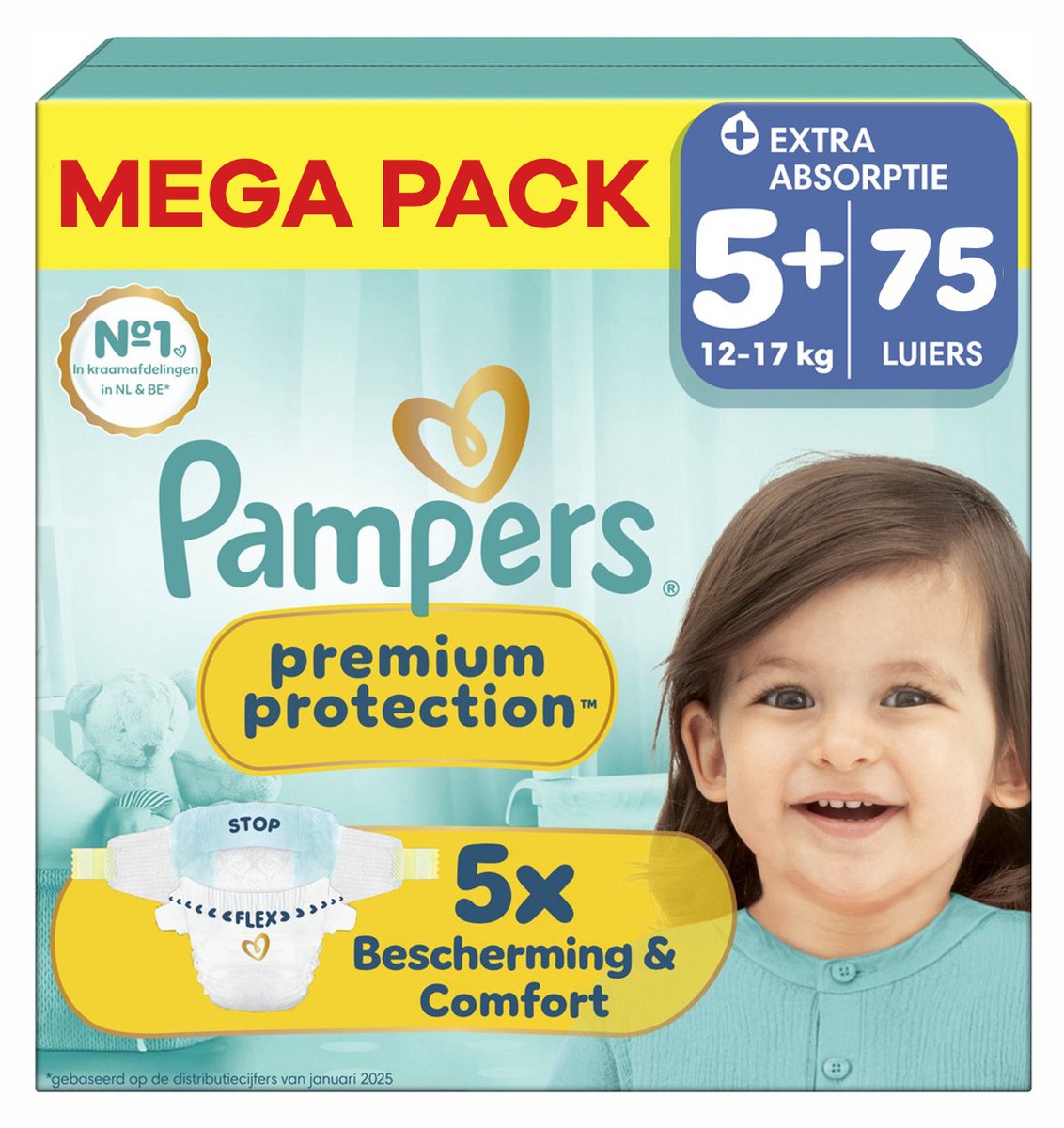 Pampers - Premium Protection - Maat 5+ - Mega Pack - 75 luiers - 12/17KG