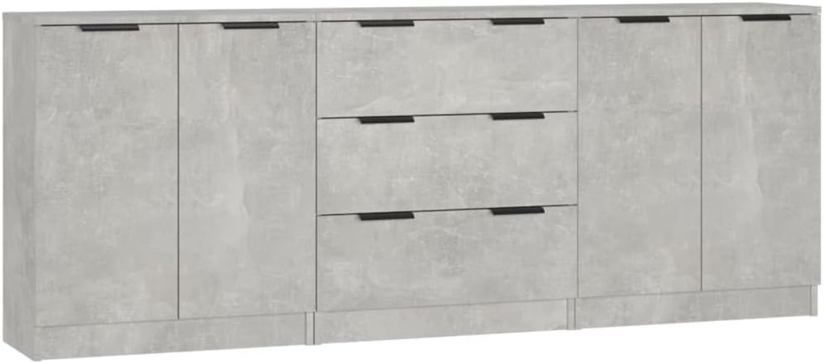 Dressoirs Set - Opbergkasten - Woonkamer Inrichting - Bewerkt Hout Design - 30x60x70 cm - Betongrijs