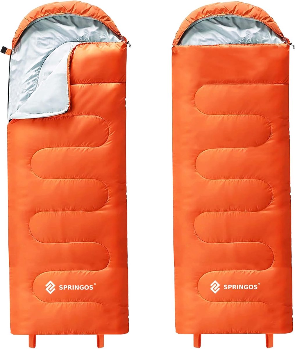 Slaapzak met capuchon - Dekenslaapzak Camping - Buitenactiviteiten - Warm hoofd gegarandeerd - 205 x 73 cm - Oranje