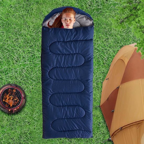 Slaapzak Volwassenen - Camping Slaapzak - Outdoor Activiteiten - Lichtgewicht Waterdicht - 180cm x 75cm - Donkerblauw — afbeelding 4