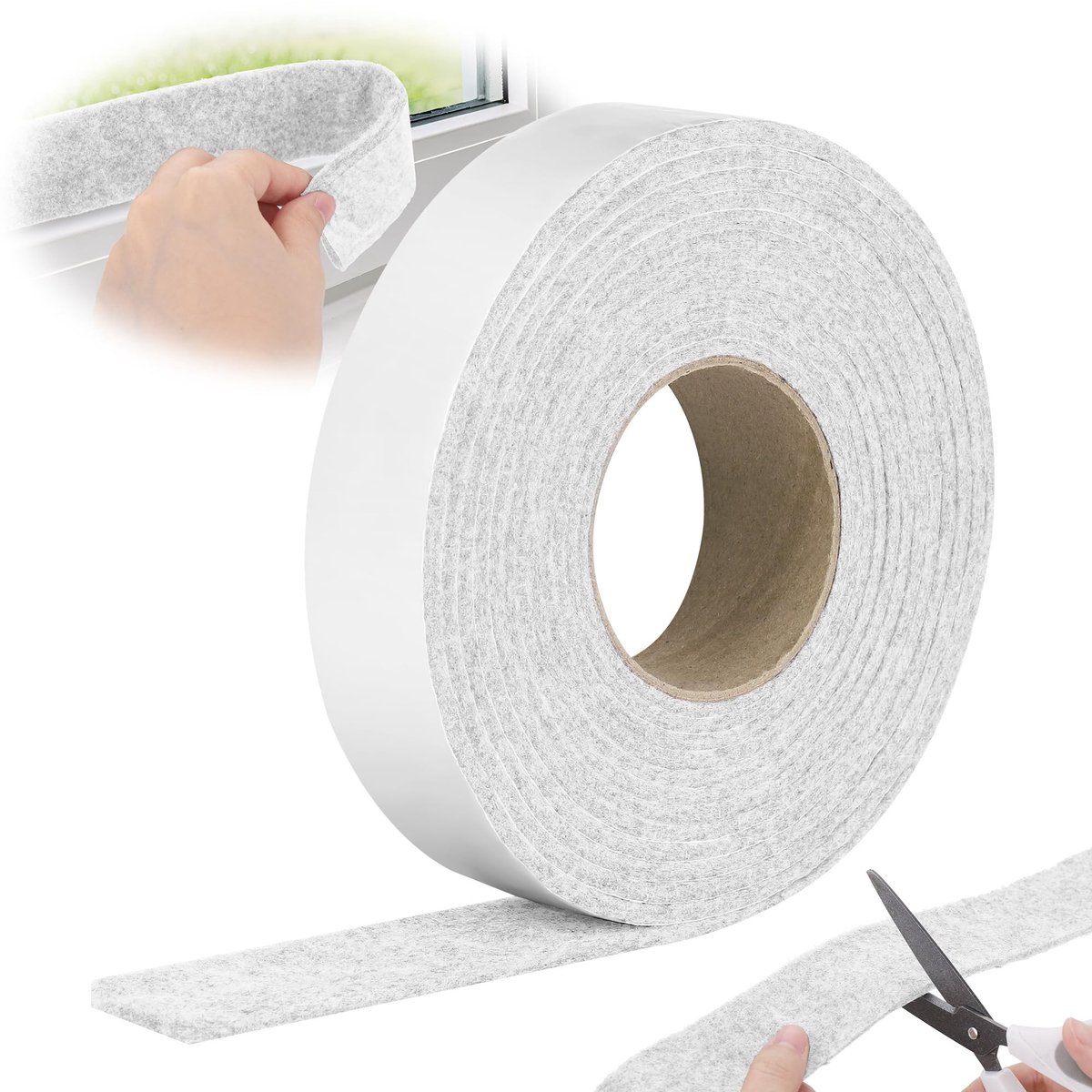 Dailygoods- Viltstrip 5 m x 4 cm - Zelfklevend - Condensatieabsorberend - Vochtabsorberend - Viltband - Wit - Vochtabsorberende Strip