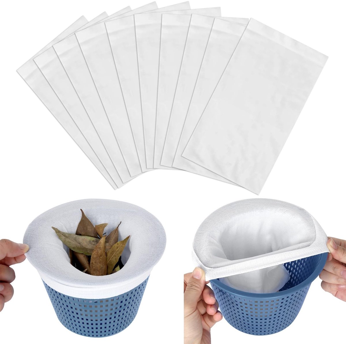 Dailygoods- Zwembadskimmersokken Set van 10 - Filtersokken - Zwembadsokken - Skimmernetten - Herbruikbaar - Fijne Filtering - Filtersok