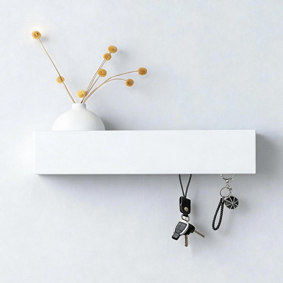 Dailygoods- Sleutelrek met plank - Sleutelhouder muur - Sleutelorganizer - 5 haken - Ruimtebesparend - 30 x 7,5 x 6 cm