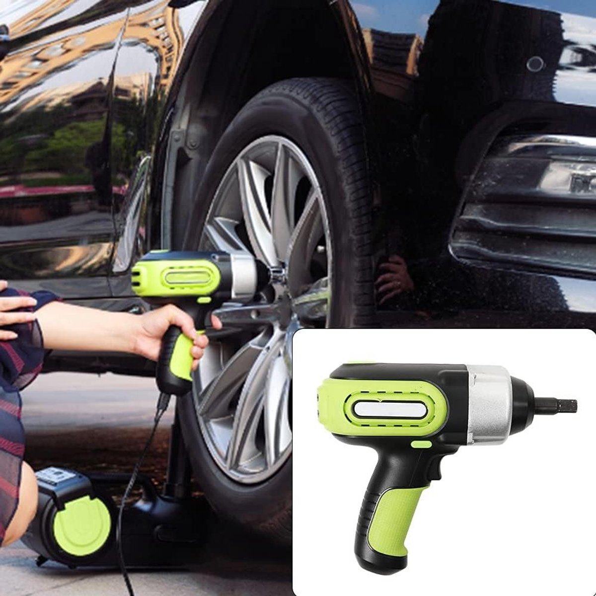 Elektrische Vloerkrikset - Autokrik Set - Band Wisselen - 3-in-1 Reparatie - 5T Hefvermogen - Zwart