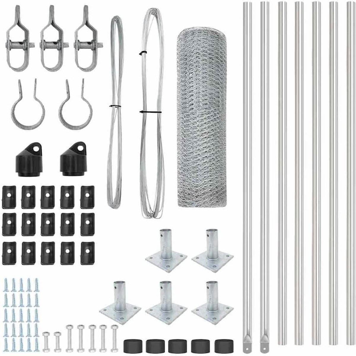 Afrasteringspaal Set - Hekwerk Palen - Tuin Afscheiden - Weerbestendig Staal - 10 x 0.5 m - Zilver