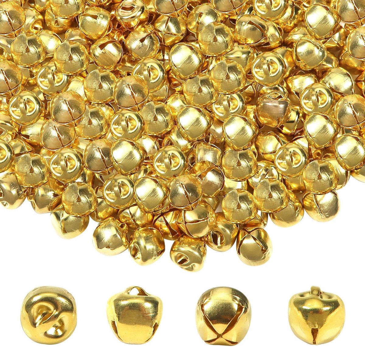 Dailygoods- Jingle Bells 200 stuks - Mini Belletjes - Metalen Kerstboomversiering - Doe-het-zelf - Festival Decoratie - 10 mm